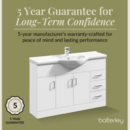 Balterley 3 Door 3 Drawer Bathroom Vanity Unit with Round Basin Gloss White - thumbnail 4