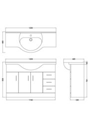 Balterley 3 Door 3 Drawer Bathroom Vanity Unit with Round Basin Gloss White - thumbnail 8