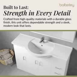 Balterley 3 Door 3 Drawer Bathroom Vanity Unit with Round Basin Gloss White - thumbnail 6