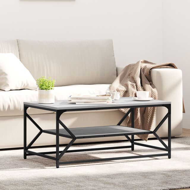 Berkfield Home Coffee Table with Shelf Grey Sonoma 90x50x40 cm¬†Engineered Wood - Size: 90 x 50 x 40 cm - image 1