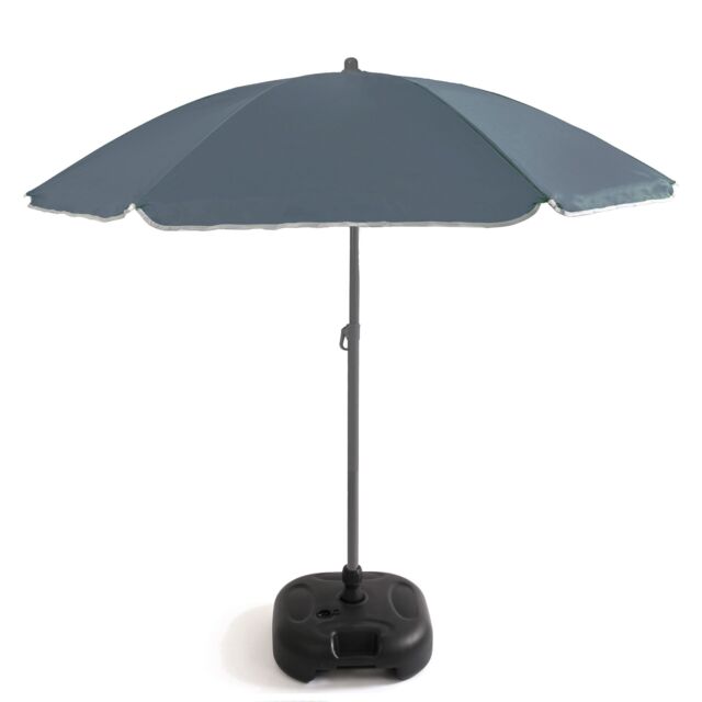 KandyToys Out There 240cm (7ft 8in) UV Resistant Adjustable Tilting Parasol with Base in Grey - image 1