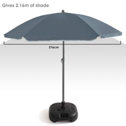 KandyToys Out There 240cm (7ft 8in) UV Resistant Adjustable Tilting Parasol with Base in Grey - thumbnail 3