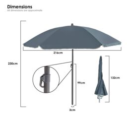 KandyToys Out There 240cm (7ft 8in) UV Resistant Adjustable Tilting Parasol with Base in Grey - thumbnail 4