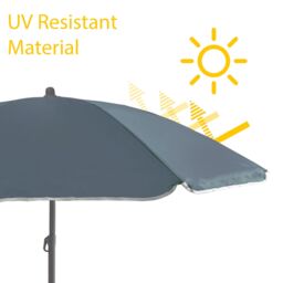 KandyToys Out There 240cm (7ft 8in) UV Resistant Adjustable Tilting Parasol with Base in Grey - thumbnail 5