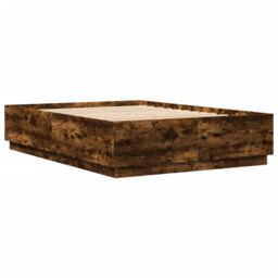 Berkfield Home Bed Frame with LED without Mattress Smoked Oak 150x200 cm King Size in Brown - thumbnail 3