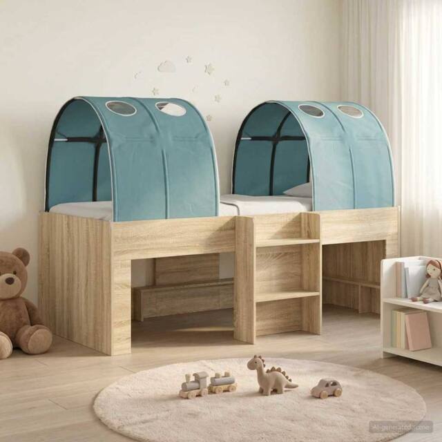 Berkfield Home Bed with Tunnel 3 pcs Sonoma Oak & Light Blue Engineered Wood in Brown - image 1