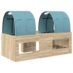Berkfield Home Bed with Tunnel 3 pcs Sonoma Oak & Light Blue Engineered Wood in Brown - thumbnail 8