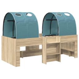 Berkfield Home Bed with Tunnel 3 pcs Sonoma Oak & Light Blue Engineered Wood in Brown - thumbnail 3