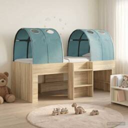 Berkfield Home Bed with Tunnel 3 pcs Sonoma Oak & Light Blue Engineered Wood in Brown - thumbnail 1