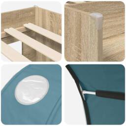 Berkfield Home Bed with Tunnel 3 pcs Sonoma Oak & Light Blue Engineered Wood in Brown - thumbnail 9