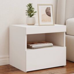 Berkfield Home Bedside Cabinets with LED Lights 2 pcs White 50x40x45 cm - Size: 50 x 40 x 45 cm - thumbnail 1