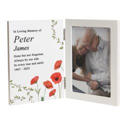 Personalised Memento Company Personalised Memorial Wooden Hinged 6x4 Photo Frame in White