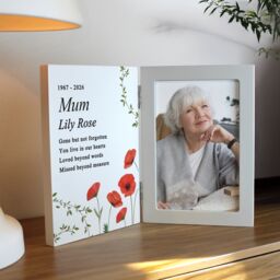 Personalised Memento Company Personalised Memorial Wooden Hinged 6x4 Photo Frame in White - thumbnail 6