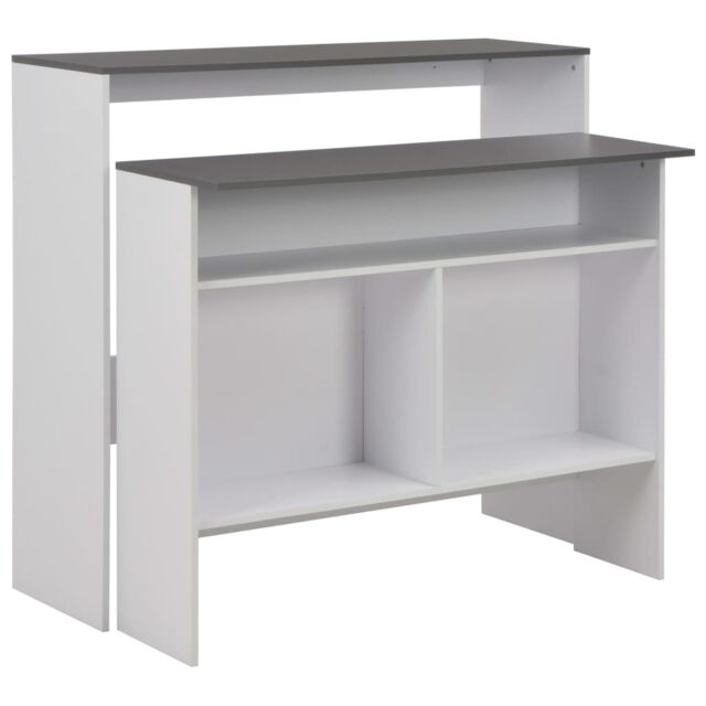 Berkfield Home Bar Table with 2 Table Tops White & Grey 130x40x120 cm - Size: 130 x 40 x 120 cm - image 1