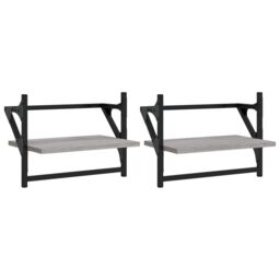 Berkfield Home Wall Shelves with Bars 2 pcs Grey Sonoma 40x25x30 cm - Size: 40 x 25 x 30 cm - thumbnail 2
