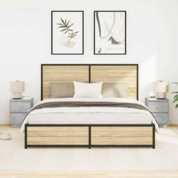 Berkfield Home Bedside Cabinets with LED Lights¬†2 pcs Concrete Grey 38x34x50 cm - Size: 38 x 34 x 50 cm - thumbnail 5