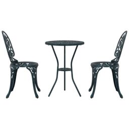 Berkfield Home 3-Piece Garden Bistro Set - Green Cast Aluminum - thumbnail 6