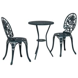 Berkfield Home 3-Piece Garden Bistro Set - Green Cast Aluminum - thumbnail 2