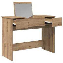 Berkfield Home Dressing Table with Mirror Artisan Oak 100x45x76 cm in Beige - Size: 100 x 45 x 76 cm - thumbnail 6