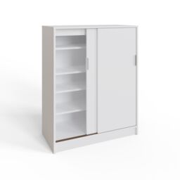 GFW Leighton Sliding Door Shoe Cabinet in White - thumbnail 3