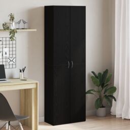 Berkfield Home Black Oak Office Cabinet 60 x 32 x 190 cm, made from engineered wood - Size: 60 x 32 x 190 cm - thumbnail 1