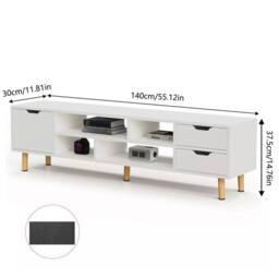 FORGEVIO High Gloss TV Stand Entertainment Cabinet 1 Door 4 Storage in White - thumbnail 2