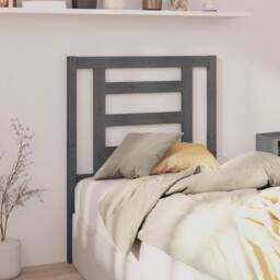 Berkfield Home Bed Headboard Grey 81x4x100 cm Solid Wood Pine - Size: 81 x 4 x 100 cm - thumbnail 4