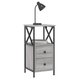 Berkfield Home Bedside Cabinets 2 pcs Grey Sonoma 34x35.5x70 cm Engineered Wood - thumbnail 4