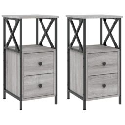 Berkfield Home Bedside Cabinets 2 pcs Grey Sonoma 34x35.5x70 cm Engineered Wood - thumbnail 2