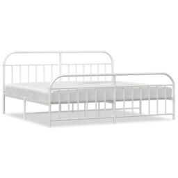 Berkfield Home Metal Bed Frame with Headboard & Footboard White 193x203 cm - thumbnail 2