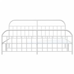 Berkfield Home Metal Bed Frame with Headboard & Footboard White 193x203 cm - thumbnail 6