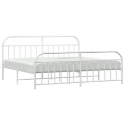 Berkfield Home Metal Bed Frame with Headboard & Footboard White 193x203 cm - thumbnail 4