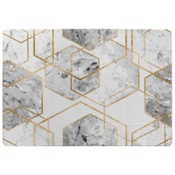 Benjamin Tate Design Geometric Marble Pattern With Gold Glitter Rug in Natural - Size: Large