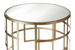 Orsina Set Of 2 Champagne Frame Tables, Art Deco Inspired End Tables, Asymmetrical Geometric Design Nesting Tables in Gold - thumbnail 3