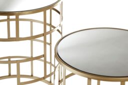 Orsina Set Of 2 Champagne Frame Tables, Art Deco Inspired End Tables, Asymmetrical Geometric Design Nesting Tables in Gold - thumbnail 4
