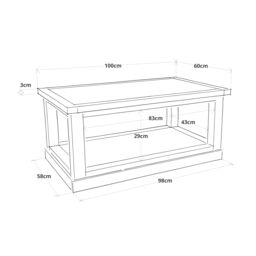 Cabinet Bits Coffee Table with Shelf - H45 W100 D60cm in Off-White - thumbnail 4