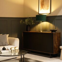ValueLights Balan Glass & Matt Gold Table Lamp with Velvet Drum Lamp Shade & LED Bulb in Bottle Green - thumbnail 4