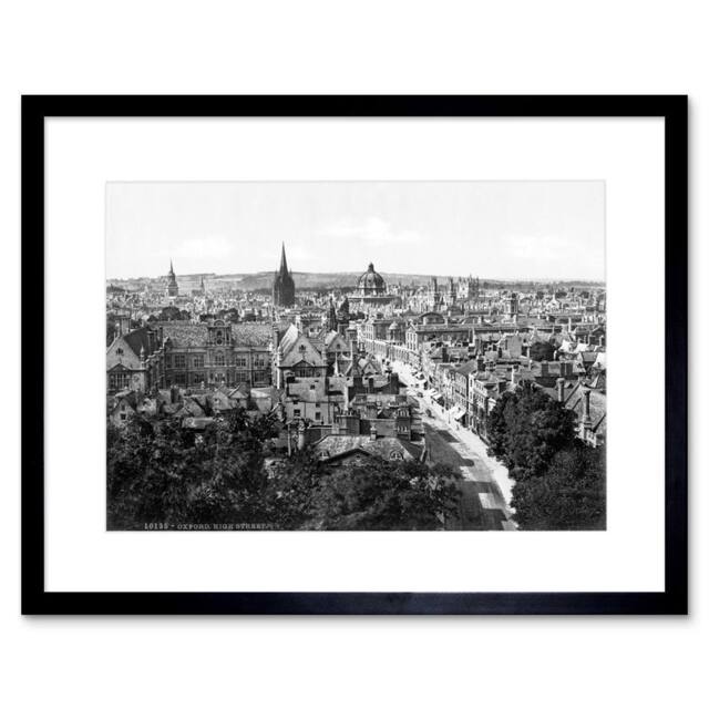 "Artery8 Vintage Photo 1890 High Street Oxford England 12x16"" Framed Art Print in Grey - Size: W12"" x H16""" - image 1