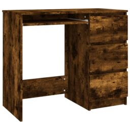 Berkfield Home Desk Smoked Oak 90x45x76 cm Engineered Wood in Brown - Size: 90 x 45 x 76 cm - thumbnail 2