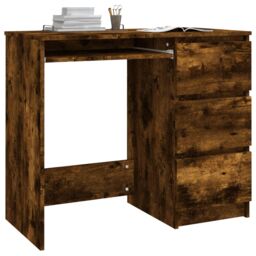 Berkfield Home Desk Smoked Oak 90x45x76 cm Engineered Wood in Brown - Size: 90 x 45 x 76 cm - thumbnail 3