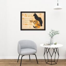 "Artery8 Wall Art Print Steinlen Bodiniere Artist's Own Exhibition Cats Advert Large Framed Wall Décor Art in Brown - Size: W18"" x H24""" - thumbnail 2