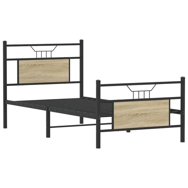 Berkfield Home Durable Bed Frame without Mattress Sonoma Oak 90x200 cm Engineere in Brown - image 1