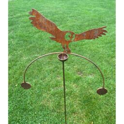 Poppyforge Owl Wind Rocker Double Bare Metal/Ready to Rust, Steel, W54 x H148.5cm in Brown - thumbnail 4