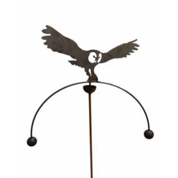 Poppyforge Owl Wind Rocker Double Bare Metal/Ready to Rust, Steel, W54 x H148.5cm in Brown - thumbnail 2
