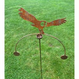 Poppyforge Owl Wind Rocker Double Bare Metal/Ready to Rust, Steel, W54 x H148.5cm in Brown - thumbnail 3