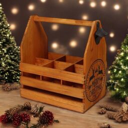 Minster 6 Wooden Bottle Holder with Metal Opener - L19 x W27 x H30 cm in Brown - Size: 1 Pack - thumbnail 3
