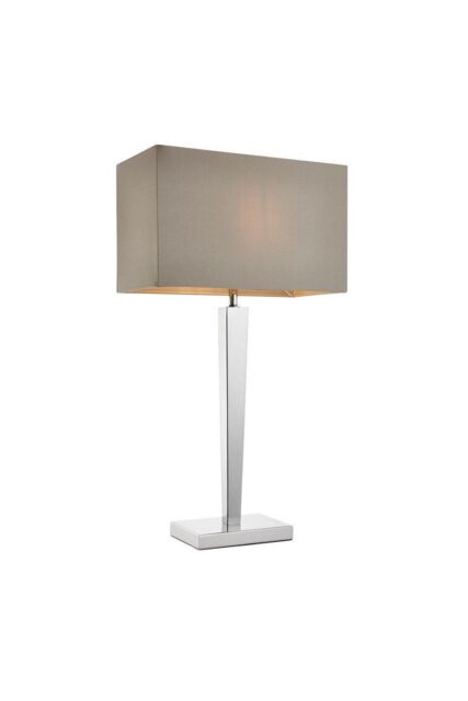 Netlighting Moreto 1 Light Table Lamp Chrome with Grey Silk Effect Shade B22 - image 1