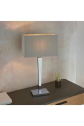 Netlighting Moreto 1 Light Table Lamp Chrome with Grey Silk Effect Shade B22 - thumbnail 4