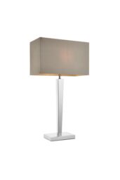 Netlighting Moreto 1 Light Table Lamp Chrome with Grey Silk Effect Shade B22 - thumbnail 1