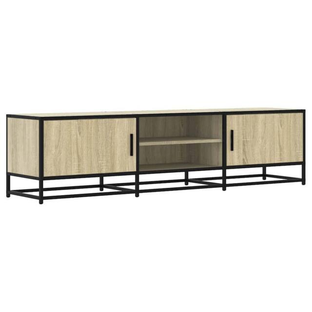 Berkfield Home TV Cabinet Sonoma Oak 160x35x41 cm Engineered Wood & Metal in Brown - Size: 160 x 35 x 41 cm - image 1